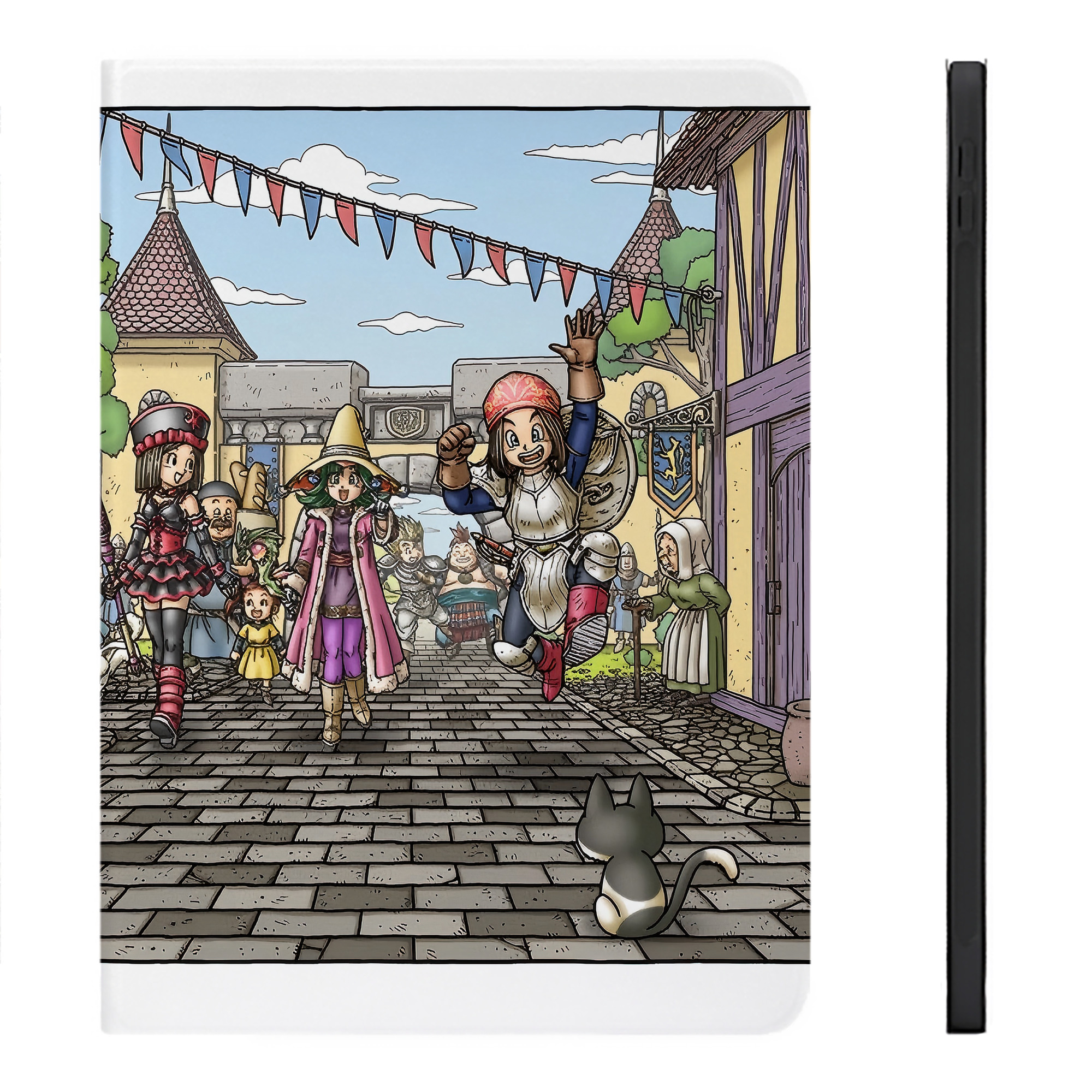 （画像用） ドラゴンクエスト Doragon Kuesuto Dragon Quest IPadケース ペンホルダー付き ブックスタイルデザイン